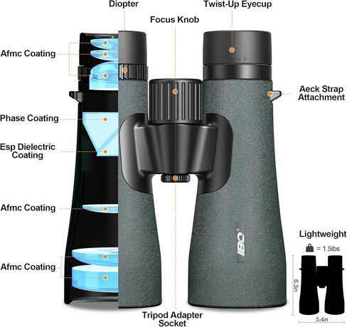 12x50 UHD Binoculars for Adults High Powered with Upgraded Phone Adapter - Large View, Lightweight, IPX7 Waterproof, BAK4 Prism - Binoculars for Hunting Bird Watching Cruise in Saudi Arabia