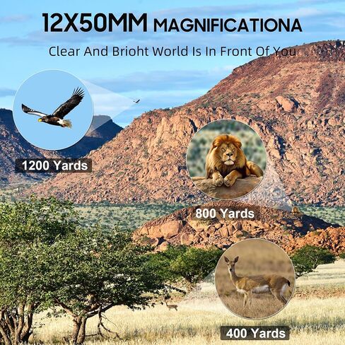 12x50 UHD Binoculars for Adults High Powered with Upgraded Phone Adapter - Large View, Lightweight, IPX7 Waterproof, BAK4 Prism - Binoculars for Hunting Bird Watching Cruise in Saudi Arabia