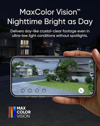 eufy Security eufyCam S3 Pro Add-on Cam with Smart Display E10, MaxColor Night Vision, 4K Security Camera with Solar Panel, Face Recognition AI, Expandable Local Storage, No Monthly Fee in Kuwait