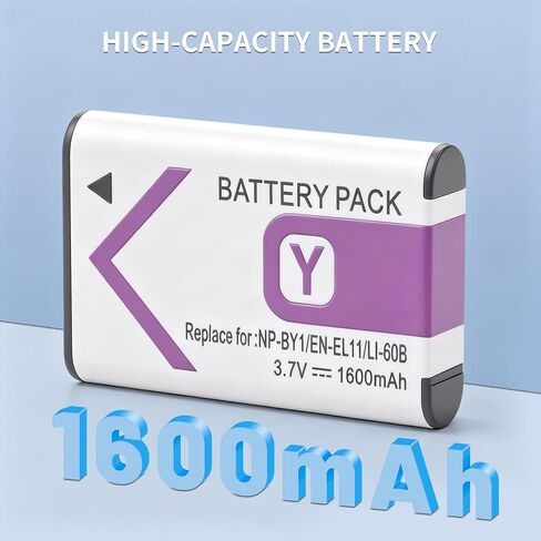 2-Pack Battery and Dual USB Charger Kit for NP-BY1 EN-EL11 LI-60B D-Li78 | Compatible with Nikon Coolpix S550 S560 Sony Action Cam Mini HDR-AZ1VR AZ1 AZ1V AZ1VR Olympus FE-370 in Saudi Arabia