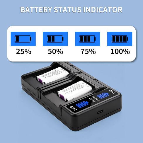 2-Pack Battery and Dual USB Charger Kit for NP-BY1 EN-EL11 LI-60B D-Li78 | Compatible with Nikon Coolpix S550 S560 Sony Action Cam Mini HDR-AZ1VR AZ1 AZ1V AZ1VR Olympus FE-370 in Saudi Arabia