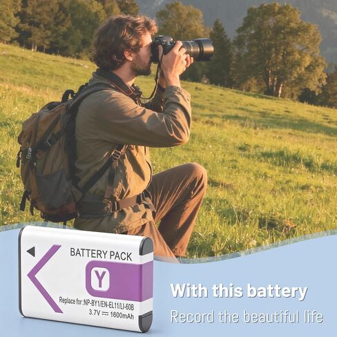 2-Pack Battery and Dual USB Charger Kit for NP-BY1 EN-EL11 LI-60B D-Li78 | Compatible with Nikon Coolpix S550 S560 Sony Action Cam Mini HDR-AZ1VR AZ1 AZ1V AZ1VR Olympus FE-370 in Saudi Arabia