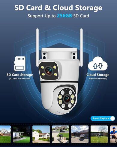5MP 3pcs Dual Lens Cameras WiFi Security Camera Outdoor PTZ Auto Tracking | 2.7K HD, 2-Way Audio,Color Night Vision,PTZ Auto-Tracking,Dual Antennas 2.4/5GHz WiFi,Human Detection, Free APP Alert,IP65 in Saudi Arabia