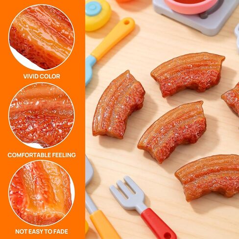 DOITOOL 10 Pcs Fake Meat Food Props, Realistic Pork Belly Model, Artificial Meat Decor for Photography, Restaurant Display, Kitchen Decoration and Food Styling in Kuwait