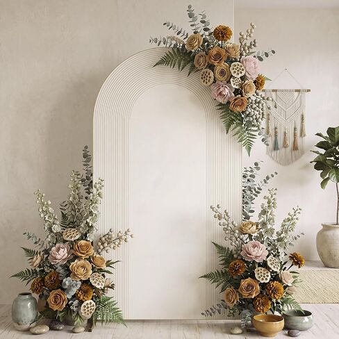 Tingjoo Fabric Arch Backdrop for Baby Shower Wedding Ripples Arched Mexican Talavera Party Stretchy Arch Stand Cover Double Side Banner Baptisms Birthday Decoration Props Only Cover 4x7.2ft in Kuwait