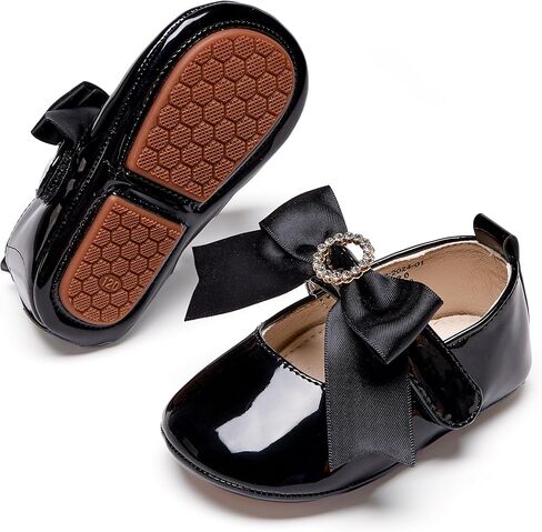 PHIRAMIN Baby Girls Mary Jane Flats - Infant Newborn Walking Shoes Soft Rubber Sole Princess Wedding in Saudi Arabia