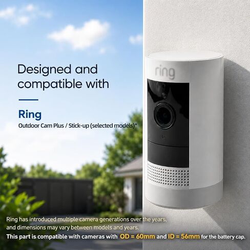 Battery Door Cover for Compatible with Ring Outdoor Cam Fits Both Stick up & Plus Camera - White in Saudi Arabia
