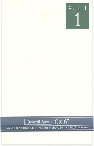 CountryArtHouse White 10x16 Uncut Art Mat Board - No Opening - 10 Mats in Kuwait
