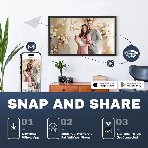 32 Inch Digital Picture Frame 64GB, Large Digital Photo Frame 1920x1080 FHD IPS, WiFi Electronic Photo Frame with Remote Control, Wall-Mountable, Share Photo/Video via Apps, Email, Black in Saudi Arabia