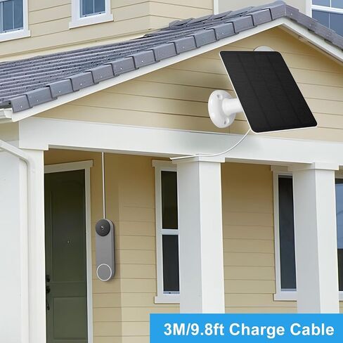 Solar Panel Camera Charger,10W Video Doorbell Solar Panel Charger with Adjustable Stand for Doorbell 2K Camera for Video Doorbell 2 (White) in Saudi Arabia