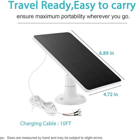 Solar Panel Camera Charger,10W Video Doorbell Solar Panel Charger with Adjustable Stand for Doorbell 2K Camera for Video Doorbell 2 (White) in Saudi Arabia