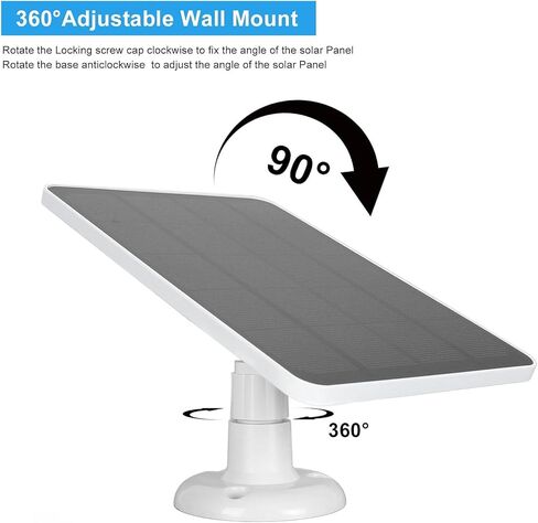 Solar Panel Camera Charger,10W Video Doorbell Solar Panel Charger with Adjustable Stand for Doorbell 2K Camera for Video Doorbell 2 (White) in Saudi Arabia