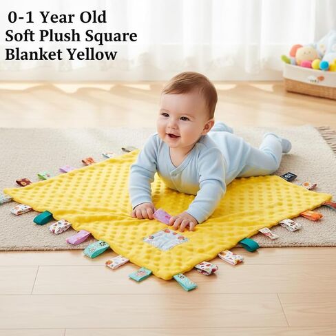 Soft Plush Square Blanket, Yellow, 0-1 Year Old in Kuwait