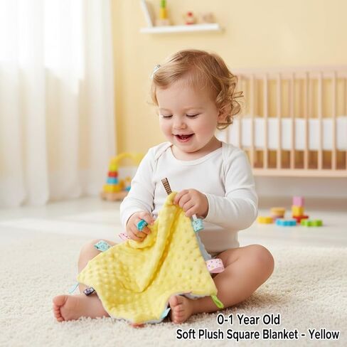 Soft Plush Square Blanket, Yellow, 0-1 Year Old in Kuwait