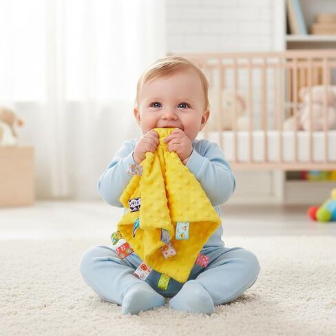 Soft Plush Square Blanket, Yellow, 0-1 Year Old in Kuwait