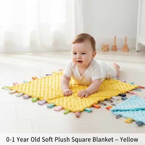 Soft Plush Square Blanket, Yellow, 0-1 Year Old in Kuwait