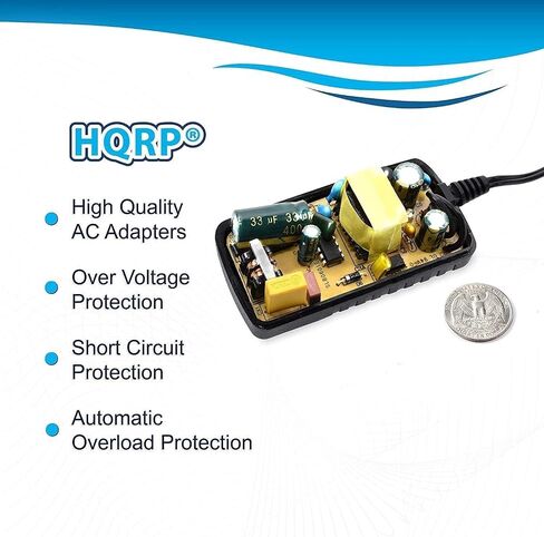 HQRP Power Cord/AC Adapter 12V 2A Compatible with SWANN PRO-754 - Day & Night Pan-Tilt-Zoom Dome Camera with 10X Optical Zoom; SWPRO-754CAM [UL Listed] Plus HQRP Euro Plug Adapter in Kuwait