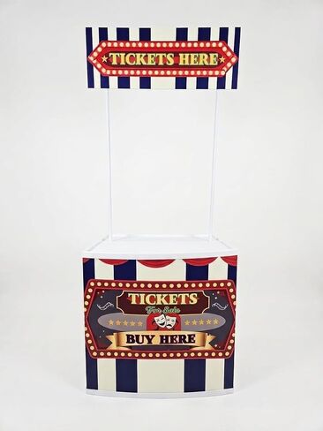 Kids Carnival Booth Stand for Parties – Plastic Display Stand for Events, Birthday Decorations, Pretend Play Ticket Booth, Easy Assembly (Ticket) in Kuwait