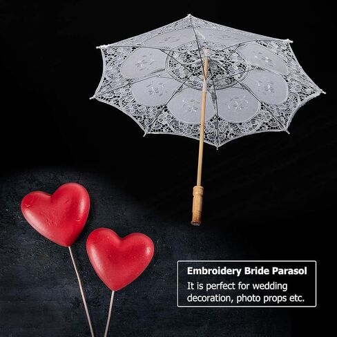 TOPINCN White Lace Parasol Sun Umbrella for Women UPF 50+ UV Protection Wedding Bridal Photography Outdoor Beach Sunshade Accessories in Kuwait