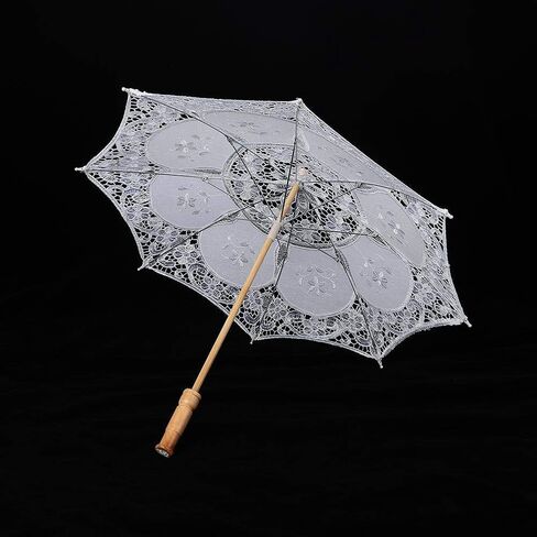 TOPINCN White Lace Parasol Sun Umbrella for Women UPF 50+ UV Protection Wedding Bridal Photography Outdoor Beach Sunshade Accessories in Kuwait