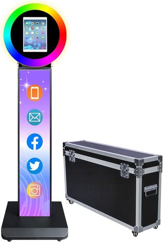 Portable Photo Booth for iPad 10.2in 10.9in 11in 12.9in,Metal Shell Selfie Station photobooth Machine,RGB Ring Light,Custom Logo,Remote Control,Flight Case,for Parties,Wedding,Halloween in Saudi Arabia