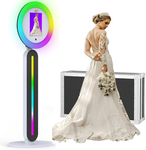 CyraTok Portable Photo Booth with 22 Inch RGB Ring Light, Selfie Station for Wedding Birthday Party Events Rental, Supports External Printer, Beauty Filters, with Black Flight Case in Saudi Arabia