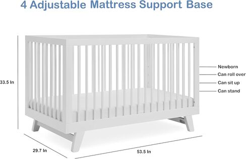 Astin 3-in-1 Convertible Crib with Toddler Guardrail, White | Includes Toddler Guardrail, Converts to Toddler Bed and Daybed, 4 Adjustable Mattress Heights, Fits Full-Size Crib Mattress in Kuwait