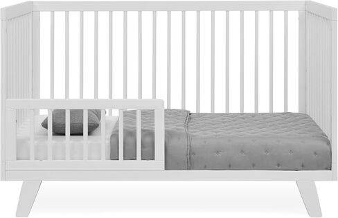 Astin 3-in-1 Convertible Crib with Toddler Guardrail, White | Includes Toddler Guardrail, Converts to Toddler Bed and Daybed, 4 Adjustable Mattress Heights, Fits Full-Size Crib Mattress in Kuwait