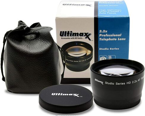 2X Telephoto Zoom Anti-Reflection Lens for High Definition Video Recording Attaches to Any Canon Nikon Panasonic Sony DSLR Camcorder Lens (49mm) in Kuwait