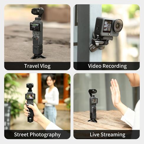 VRIG Magnetic Mini Tripod Stand for DJI OSMO Pocket 4P/4/3,Auto-Deploy Small Desktop Camera Stand with 1/4" Screw for Insta360 Luna Ultra/X5/X4,Portable Aluminum Travel Vlog Action Camera Accessories in Kuwait