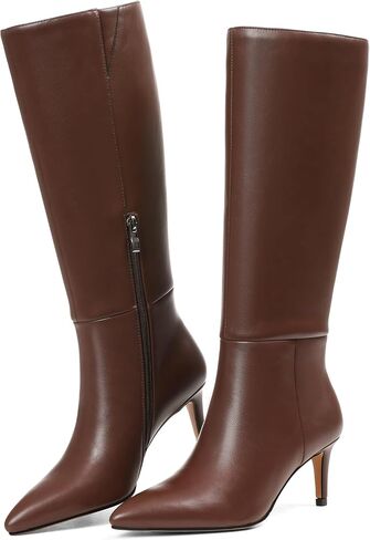 Pointed Toe Knee High Boots Women Stiletto Heel Tall Boot | Side Zipper Closure, 2.4 Inch Kitten Heel,Pull On,Polyurethane/Suede-5 Color, Fall and Winter Party Formal Occasions in Kuwait