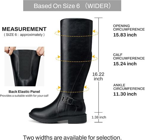 Women's Knee-High Riding Boots: Chunky Block Low Heel Wide Calf | Comfortable for All-Day Wear, Side Zipper with Buckle, Long Dress Tall Boots for Fall Winter Black WT Size 8 in Kuwait
