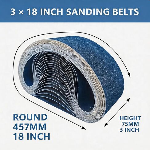 3" x 18" Zirconia Sanding Belts, 21Pcs 3 Each of 40/60/80/120/150/240/400 Assorted Grits Belt Sander Paper, Abrasive Sanding Belts for Belt Sander, Metal Polishing, Derusting, Woodworking in Kuwait