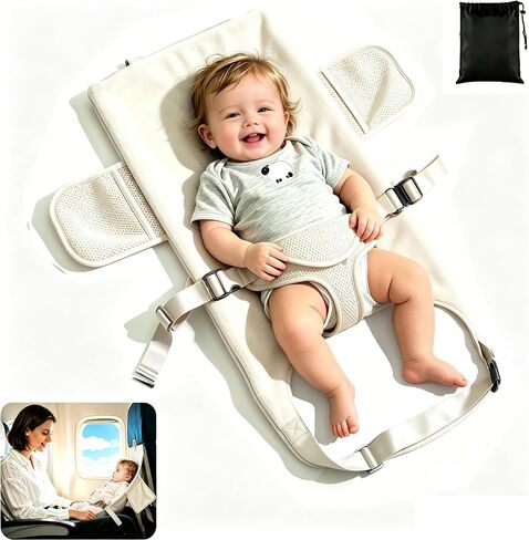 Toddler Airplane Bed, Black, Baby Travel Essentials, 31 * 17Inch | Portable Seat Extender Travel Bed for Kids, Soft Baby Travel Essentials for Flying, Long Flight Must Haves Footrest in Kuwait