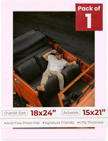 18x24 Mat Bevel Cut for 15x21 Photos - Acid Free Brick Red Precut Matboard With Backing Board and Crystal Clear, Self Seal Photo Mat Bag - For Pictures, Photos, Framing - 4-ply Thickness in Kuwait