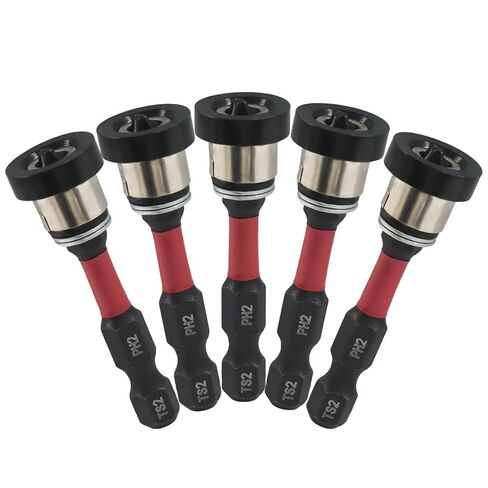 Drywall Screw Setter, 5 pcs, PH2, 1/4" Hex Shank, 50mm/2" | Adjustable Depth Bits, Alloy Steel Bits, For Sheetrock & Plasterboard, Precise Drilling & Fastening in Kuwait