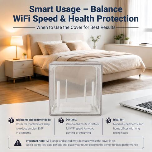 Large WiFi Router Cover with Stand, Faraday Cage EMF Shielding Guard, Blocks 90% of Router Emissions, DIY Assembly, Fits Router Up to 12.2"×12.2"×5.9" in Kuwait