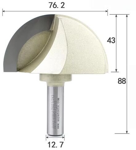 1PCS Core Box Router Bit, 1/2 Inch Shank, 3 Inch Round Bottom Groove Bit, Carbide Tipped Radius Ball Nose Woodworking Cutter for Wood, MDF, Plywood, Particle Board in Kuwait