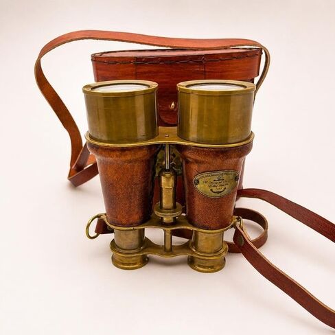 Brass Binoculars with Leather Case Vintage Nautical Handmade | 6 Inch Length, Antique Brass Finish, Includes Carrying Strap, Collectible Decor, Theatre & Desk Display in Kuwait