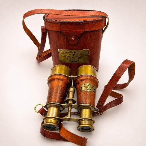 Brass Binoculars with Leather Case Vintage Nautical Handmade | 6 Inch Length, Antique Brass Finish, Includes Carrying Strap, Collectible Decor, Theatre & Desk Display in Kuwait