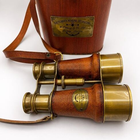 Brass Binoculars with Leather Case Vintage Nautical Handmade | 6 Inch Length, Antique Brass Finish, Includes Carrying Strap, Collectible Decor, Theatre & Desk Display in Kuwait
