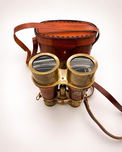 Brass Binoculars with Leather Case Vintage Nautical Handmade | 6 Inch Length, Antique Brass Finish, Includes Carrying Strap, Collectible Decor, Theatre & Desk Display in Kuwait