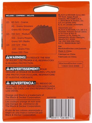 BLACK+DECKER Sandpaper Assortment, 1/4-Inch Sheet, 6-Pack (74-606) in Kuwait