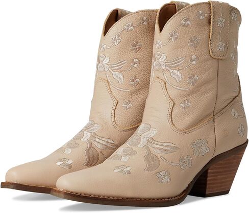 Dingo Womens Sweetheart Floral Embroidered Snip Toe Pull On Casual Boots Ankle Mid Heel 2-3" in Kuwait