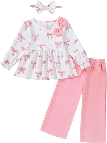 Mioglrie Toddler Baby Girl Clothes Fall Winter Outfit Long Sleeve Pant Set Baby Clothes Girls 12 18 24 month 2t 3t 4t in Kuwait