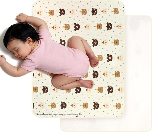2 Pack Bear 31"x39" Waterproof Crib Mattress Pad Baby Bed Pads | Reusable Washable Bed Wetting Pee Pads for Kids Toddler Pets, Absorbent Waterproof Crib Sheets in Kuwait