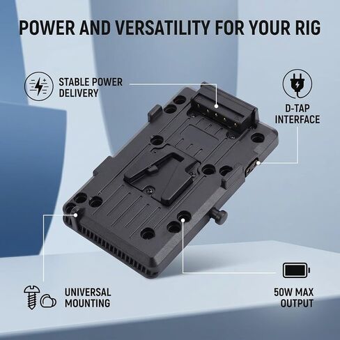 Fabater V Mount D Tap Battery Plate Adapter, 50W Power Adapter Plate with D Tap Output and Adjustable Screw Holes, V Mount Plates for Powering Camera Monitor Video Light in Kuwait