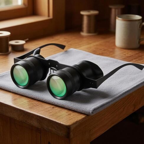 Fishing Telescope Wearable Viewing Glasses Binocular Viewer Face Worn Eyewear with Focus Magnification 10x Silicone Pads for Stable Fit Suitable for in Kuwait