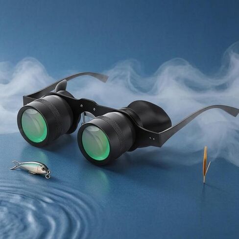 Fishing Telescope Wearable Viewing Glasses Binocular Viewer Face Worn Eyewear with Focus Magnification 10x Silicone Pads for Stable Fit Suitable for in Kuwait