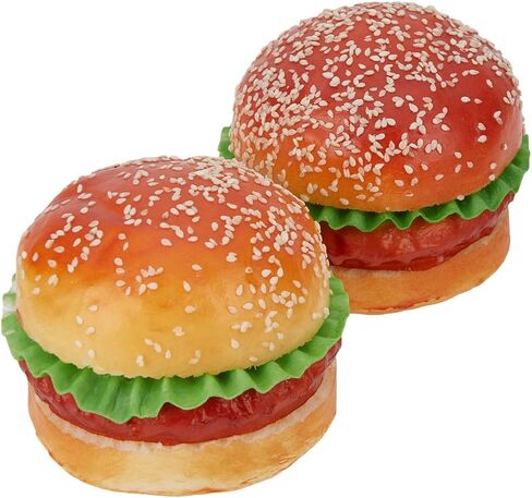 CREATCABIN 2Pcs Artificial Hamburger Realistic Faux Display Food Imitation Leather Deep Fry Burger Simulation Food Kitchen Figure Ornaments for Party Photography Props Landscape Table DIY Decor in Kuwait